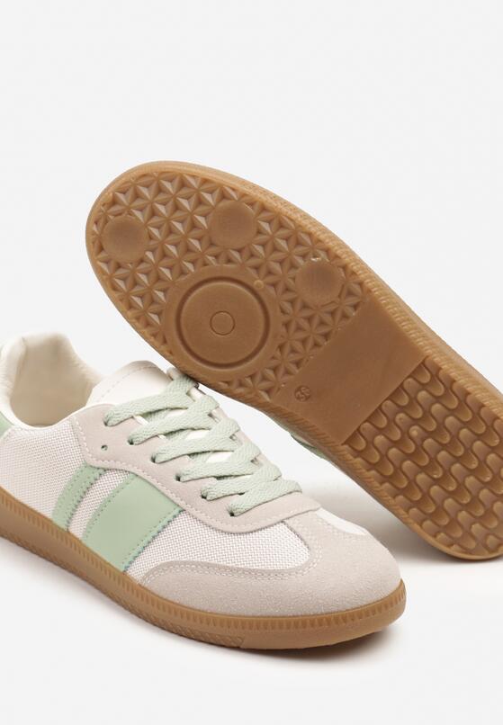 Biało-Zielone Sneakersy Tenisówki z Ozdobnymi Paskami Nelidi 6