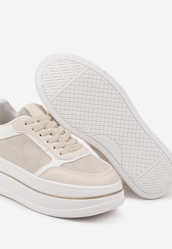 Beżowe Sneakersy w Streetwearowym Stylu na Grubej Podeszwie Ninolia 6