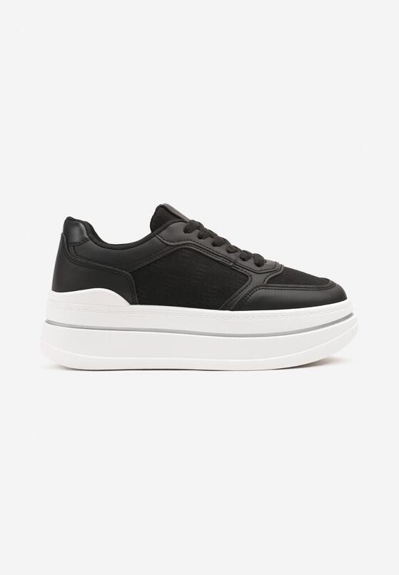 Czarne Sneakersy w Streetwearowym Stylu na Grubej Podeszwie Ninolia 4