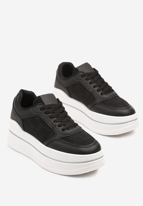 Czarne Sneakersy w Streetwearowym Stylu na Grubej Podeszwie Ninolia 5