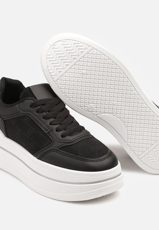 Czarne Sneakersy w Streetwearowym Stylu na Grubej Podeszwie Ninolia 6