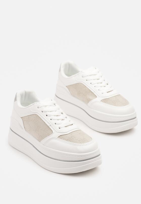 Białe Sneakersy w Streetwearowym Stylu na Grubej Podeszwie Ninolia 5