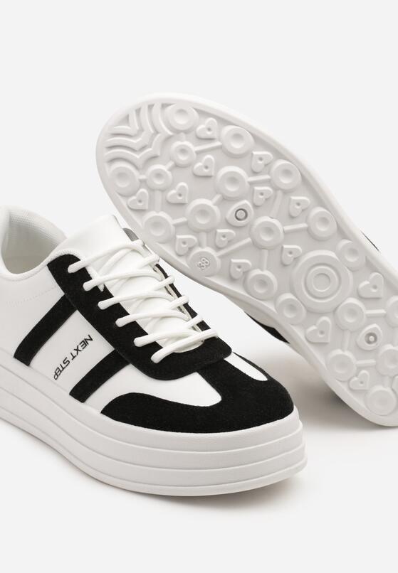 Biało-Czarne Sneakersy w Stylu Klasycznych Tenisówek na Platformie Asdisa 6