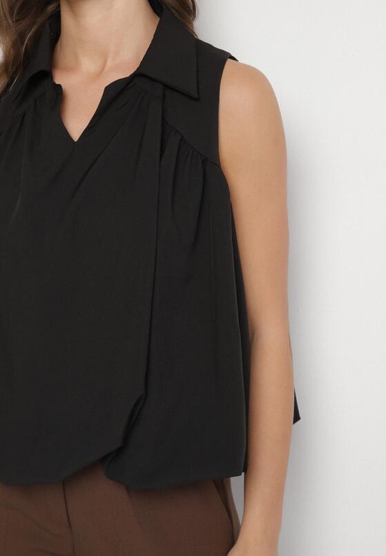 Czarna Bluza Rozkloszowana Oversize z Kołnierzykiem Eridwen 5