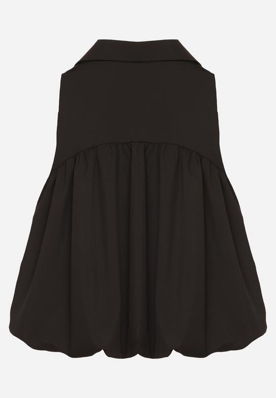 Czarna Bluza Rozkloszowana Oversize z Kołnierzykiem Eridwen 7