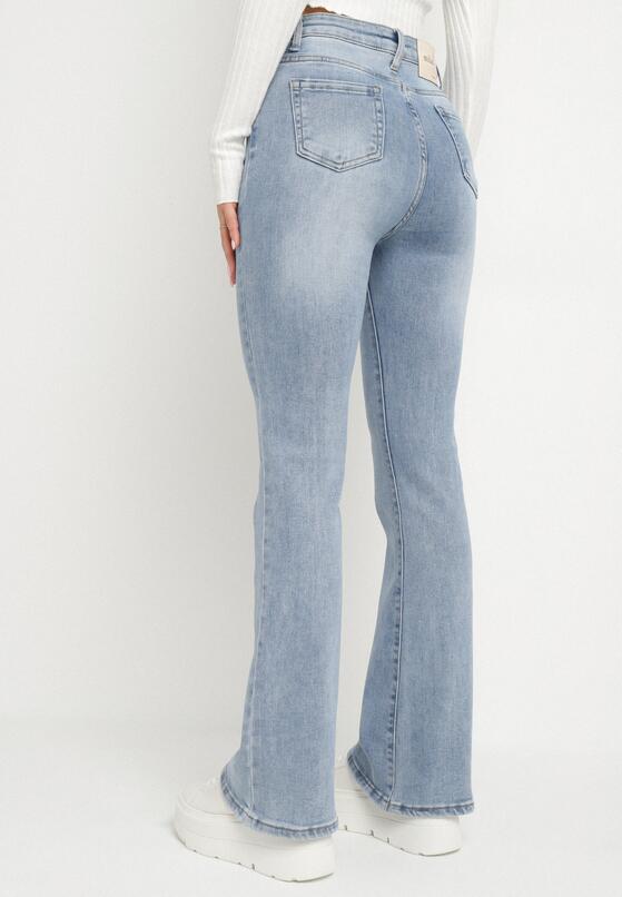 Niebieskie Casualowe Jeansy Dzwony Flortia 3