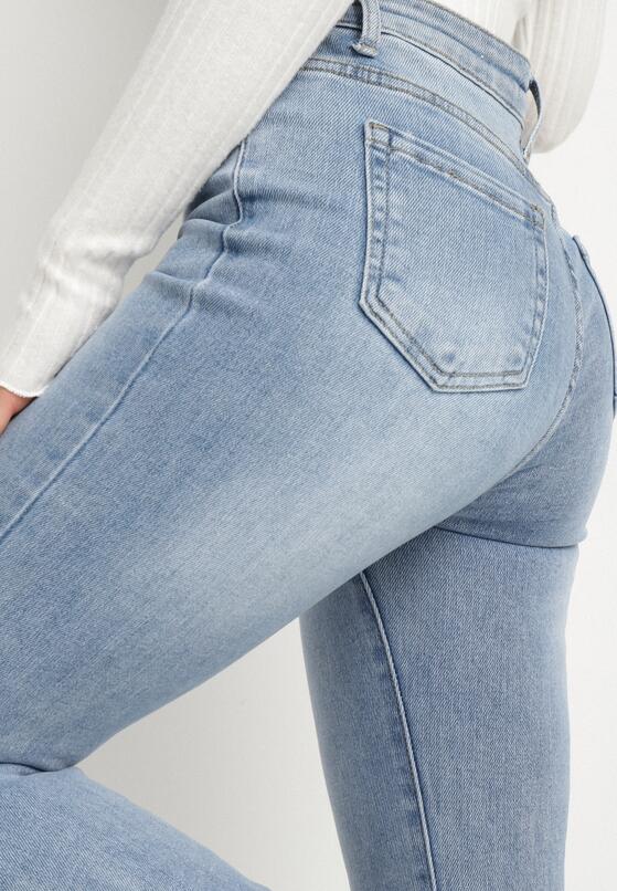 Niebieskie Casualowe Jeansy Dzwony Flortia 5