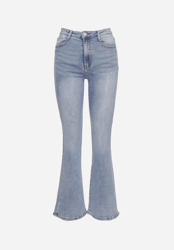 Niebieskie Casualowe Jeansy Dzwony Flortia 6