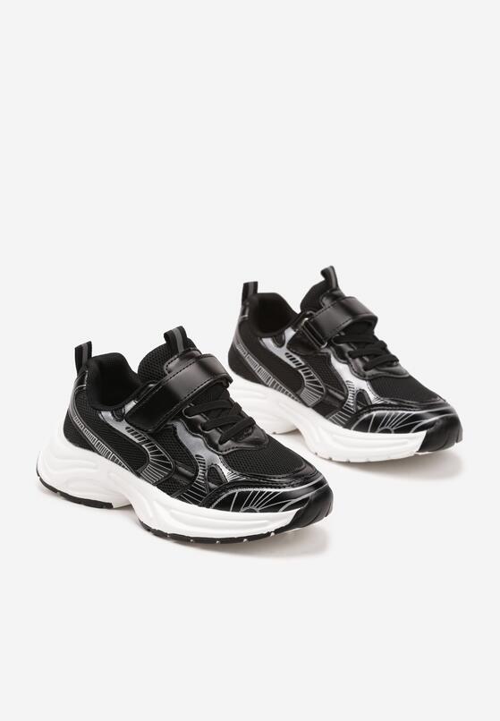 Czarne Buty Sportowe z Metalicznymi Wstawkami Zapinane na Rzep Ameriva 2