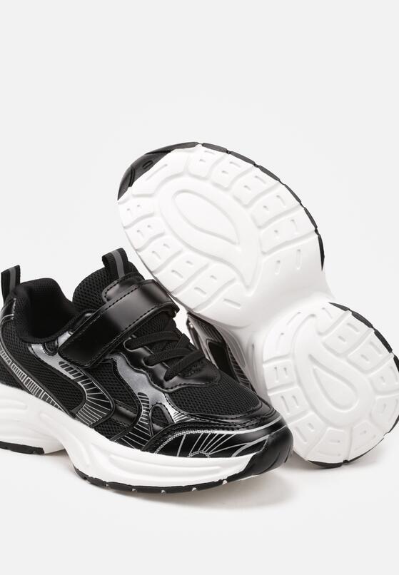 Czarne Buty Sportowe z Metalicznymi Wstawkami Zapinane na Rzep Ameriva 3