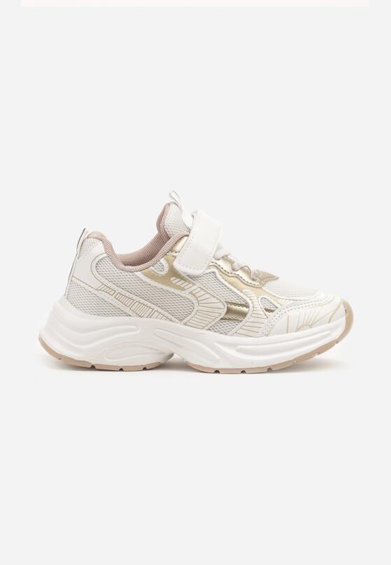 Beżowe Buty Sportowe z Metalicznymi Wstawkami Zapinane na Rzep Ameriva 1
