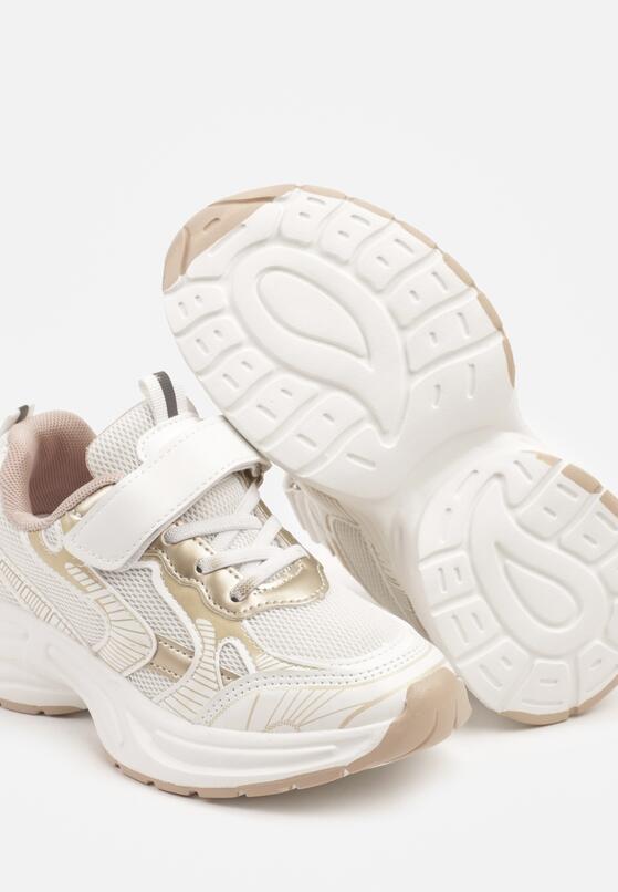 Beżowe Buty Sportowe z Metalicznymi Wstawkami Zapinane na Rzep Ameriva 3