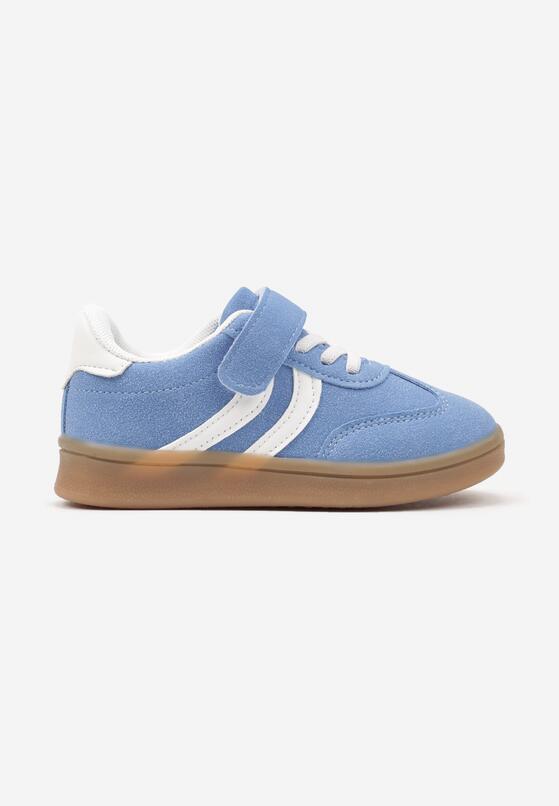 Niebieskie Buty Sportowe z Paskami na Boku i Zapięciem na Rzep Wenoria 1