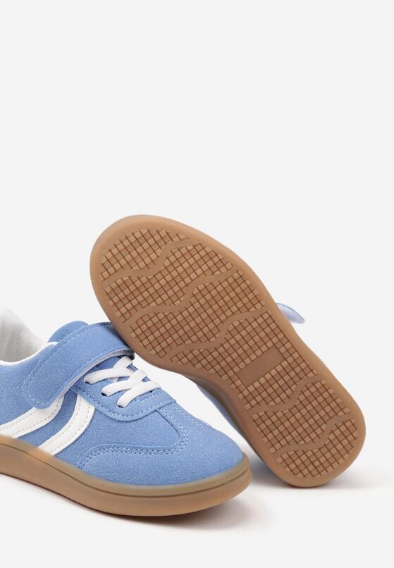 Niebieskie Buty Sportowe z Paskami na Boku i Zapięciem na Rzep Wenoria 3