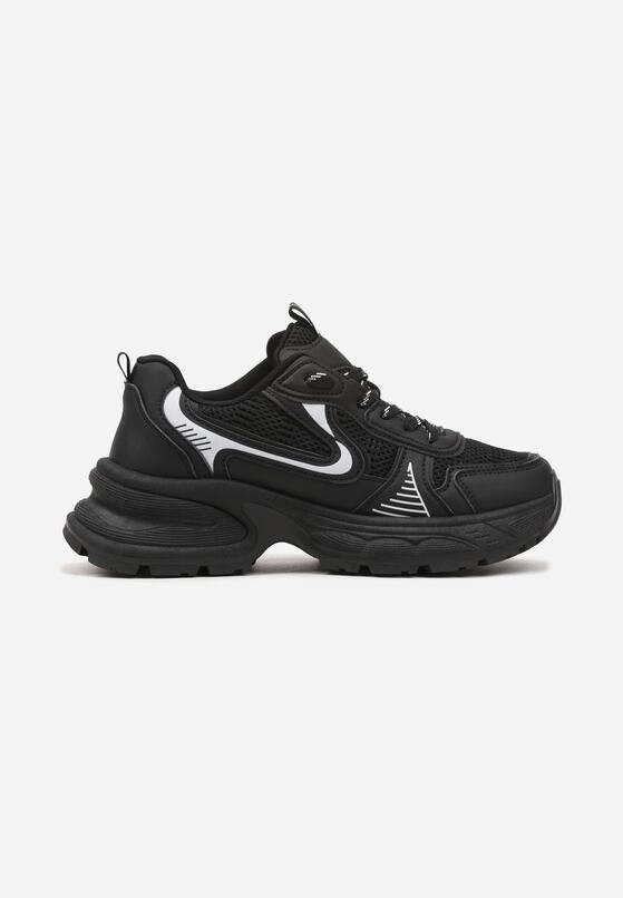 Czarne Sneakersy na Grubej Podeszwie z Siateczką Olirase 4