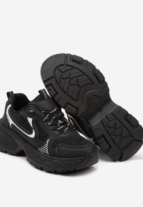 Czarne Sneakersy na Grubej Podeszwie z Siateczką Olirase 6