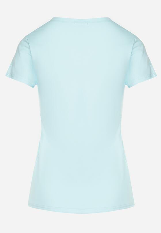 Jasnoniebieski T-shirt z Bawełny z Trójkątnym Dekoltem Semiora 7