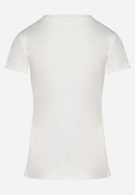 Biały T-shirt z Bawełny z Trójkątnym Dekoltem Semiora 7
