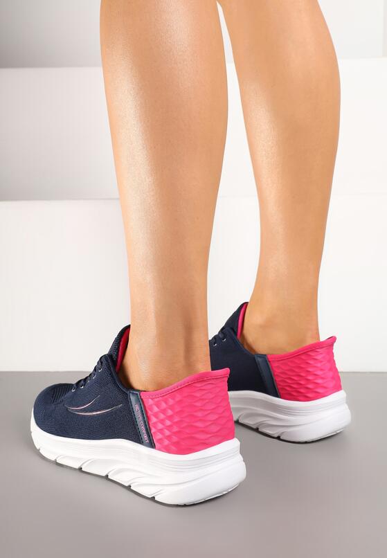 Granatowo-Fuksjowe Buty Sportowe Sneakersy Ozdobione Napisami i Tłoczeniem Solnelis 3