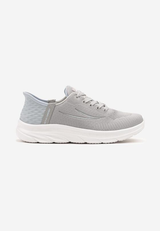 Szaro-Niebieskie Buty Sportowe Sneakersy Ozdobione Napisami i Tłoczeniem Solnelis 4