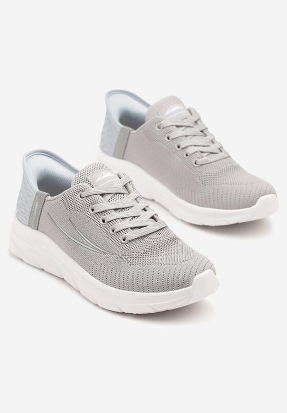 Szaro-Niebieskie Buty Sportowe Sneakersy Ozdobione Napisami i Tłoczeniem Solnelis 5