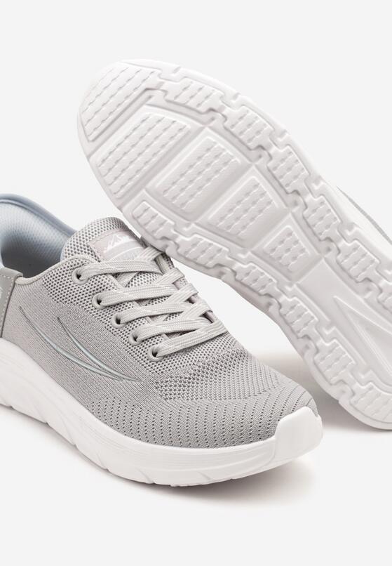 Szaro-Niebieskie Buty Sportowe Sneakersy Ozdobione Napisami i Tłoczeniem Solnelis 6