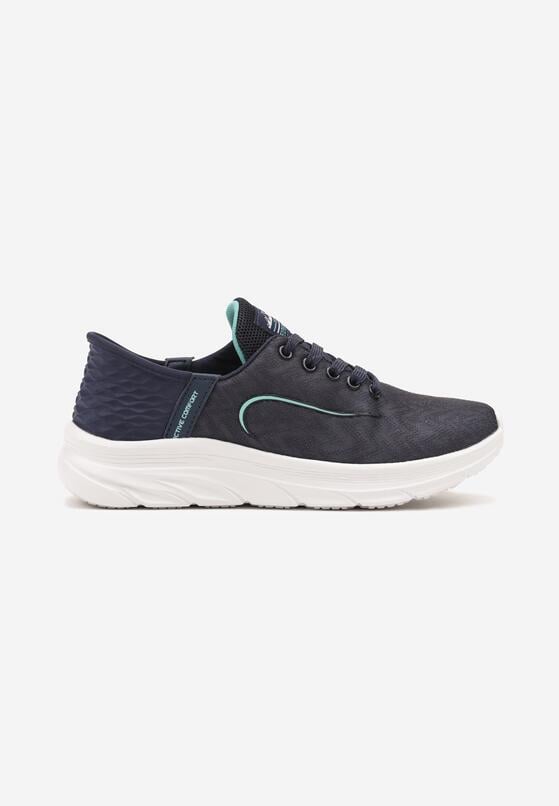 Granatowo-Miętowe Buty Sportowe Sneakersy z Tłoczeniem i Ozdobnym Napisem na Boku Canisse 4