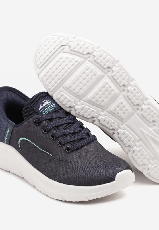Granatowo-Miętowe Buty Sportowe Sneakersy z Tłoczeniem i Ozdobnym Napisem na Boku Canisse 6