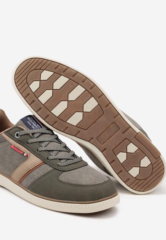 Ciemnobeżowe Buty Sportowe Sneakersy z Ozdobnymi Przeszyciami Poltia 3