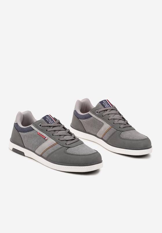 Ciemnoszare Buty Sportowe Sneakersy z Ozdobnymi Przeszyciami Poltia 2