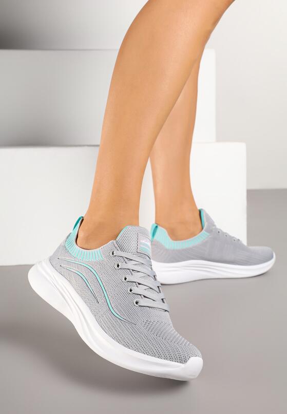 Sneakers Gri cu verde mentă 2