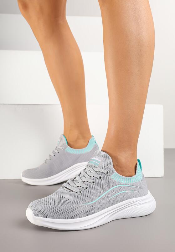 Sneakers Gri cu verde mentă 1