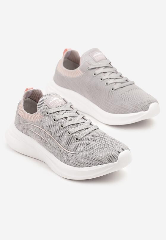 Jasnoszare Sznurowane Buty Sportowe Sneakersy z Elastyczną Cholewką Zarini 5