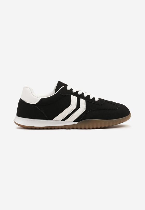 Czarne Sneakersy w Typie Tenisówek z Ozdobnymi Paskami Zommea 4