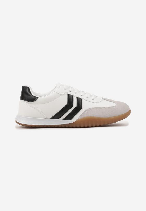 Białe Sneakersy w Typie Tenisówek z Ozdobnymi Paskami Zommea 4