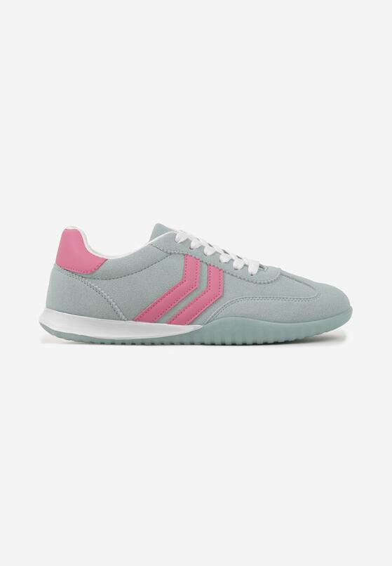 Jasnozielone Sneakersy w Typie Tenisówek z Ozdobnymi Paskami Zommea 4