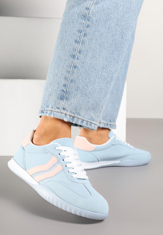 Niebieskie Sneakersy w Typie Tenisówek z Ozdobnymi Paskami Zommea 2