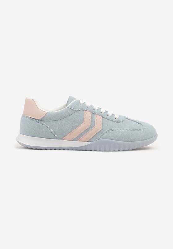 Niebieskie Sneakersy w Typie Tenisówek z Ozdobnymi Paskami Zommea 4