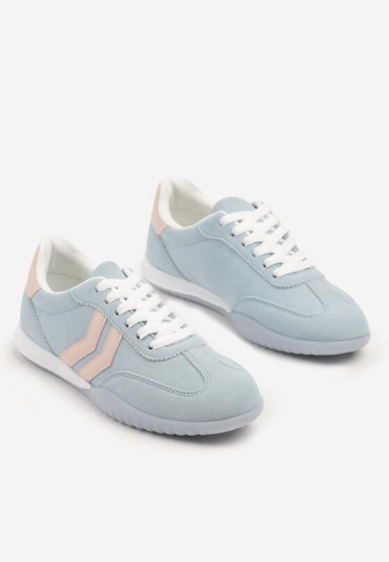 Niebieskie Sneakersy w Typie Tenisówek z Ozdobnymi Paskami Zommea 5