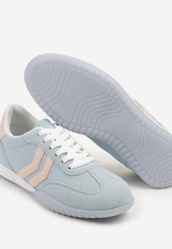 Niebieskie Sneakersy w Typie Tenisówek z Ozdobnymi Paskami Zommea 6