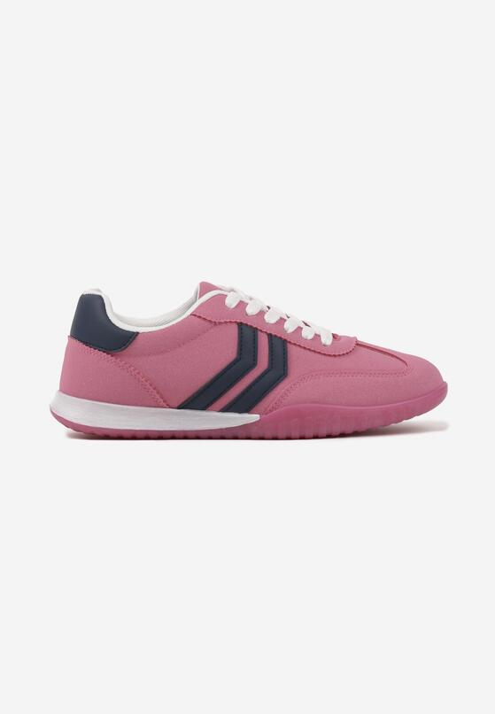 Różowe Sneakersy w Typie Tenisówek z Ozdobnymi Paskami Zommea 4
