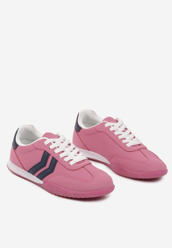 Różowe Sneakersy w Typie Tenisówek z Ozdobnymi Paskami Zommea 5