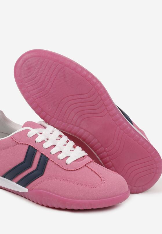 Różowe Sneakersy w Typie Tenisówek z Ozdobnymi Paskami Zommea 6