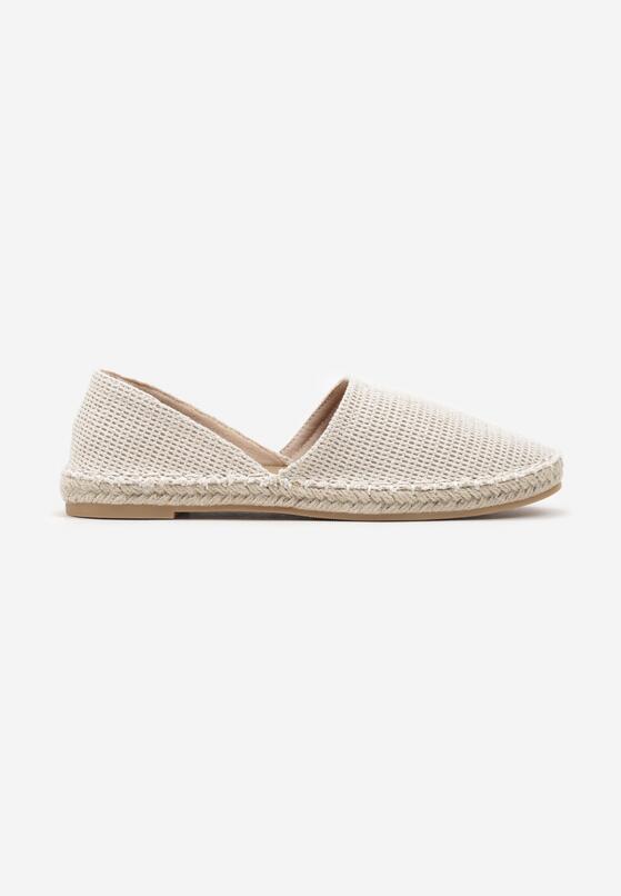 Jasnobeżowe Espadryle  z Plecionką i Wyciętą Cholewką Prommea 4