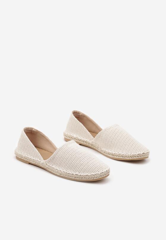 Jasnobeżowe Espadryle  z Plecionką i Wyciętą Cholewką Prommea 5