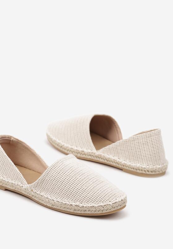 Jasnobeżowe Espadryle  z Plecionką i Wyciętą Cholewką Prommea 6
