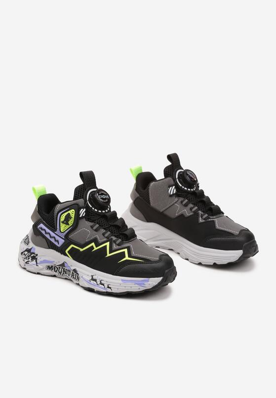 Czarno-Zielone Wsuwane Buty Sportowe Sneakersy z Naszywkami Weralin 2