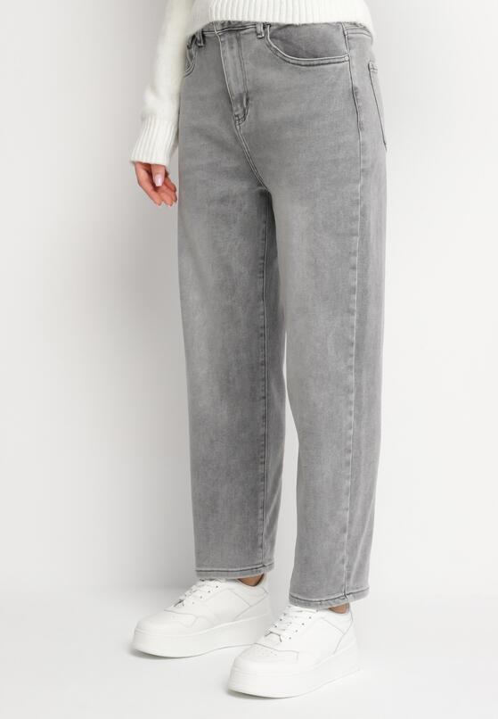 Szare Jeansy Mom Fit z Wysokim Stanem Milapia 1