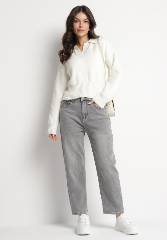 Szare Jeansy Mom Fit z Wysokim Stanem Milapia 2