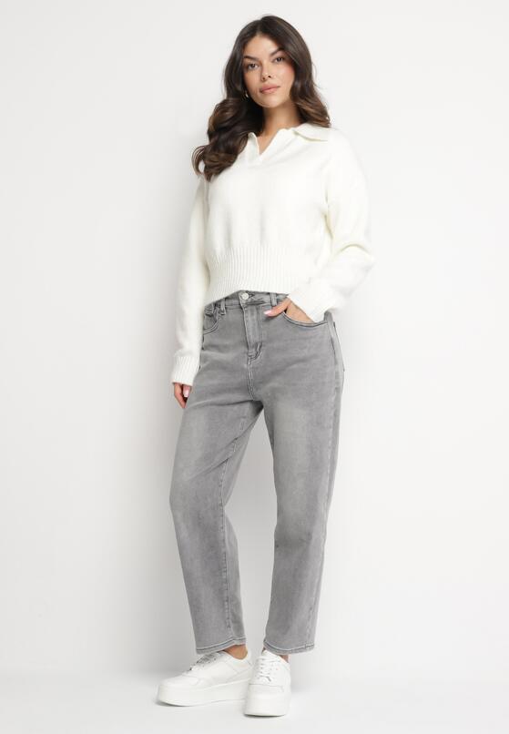 Szare Jeansy Mom Fit z Wysokim Stanem Milapia 4